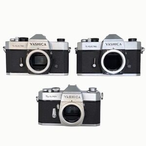 Lot of 3 Yashica TL-Electro & TL Super 35mm Film SLR Camera Body For Parts